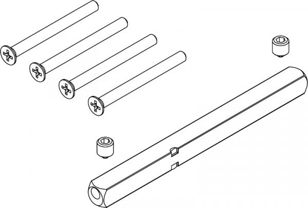 Hohlstift-Set Griffwerk  für Wechselgarnituren Klipptechnik 8 x 8 mm inkl. Bänder und Rahmenteile Holz